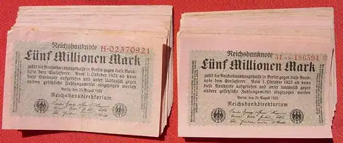 () 42 Banknoten zu je 5 Million Reichsmark, Berlin 1923. Ro. 104. Deutsches Reich. Geldscheine # nlvnoten