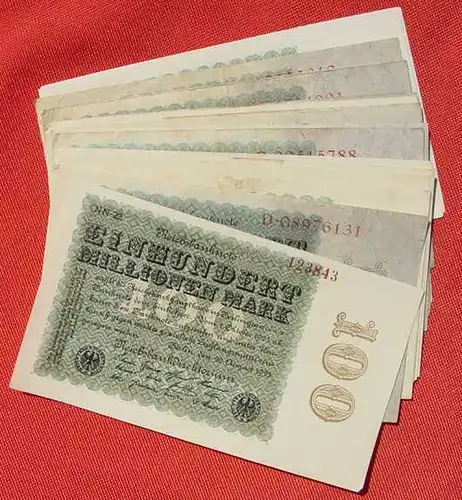 (1042284) 21 Banknoten zu je 100 Million Reichsmark, Berlin 1923. Ro. 106. Deutsches Reich. Geldscheine # nlvnoten