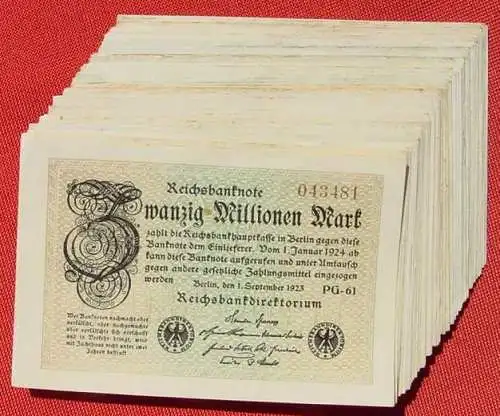 (1042285) 64 Banknoten zu je 20 Million Reichsmark, Berlin 1923. Ro. 107. Deutsches Reich. Geldscheine # nlvnoten