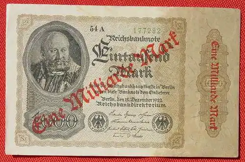 (1042288) Banknote Ueberdruck 1 Milliarde Reichsmark auf 1000 RM, Berlin 1923. Ro. 110. Deutsches Reich. Geldscheine # nlvnoten