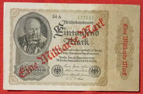 () Banknote Ueberdruck 1 Milliarde Reichsmark auf 1000 RM, Berlin 1923. Ro. 110. Deutsches Reich. Geldscheine # nlvnoten