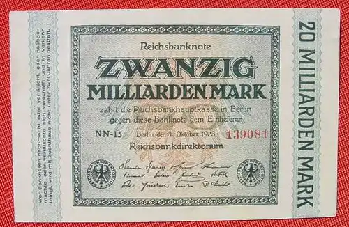 (1042293) Banknote 20 Milliarden Reichsmark, Berlin 1923. Ro. 115. Deutsches Reich. Geldscheine # nlvnoten