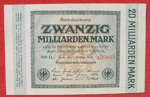 () Banknote 20 Milliarden Reichsmark, Berlin 1923. Ro. 115. Deutsches Reich. Geldscheine # nlvnoten