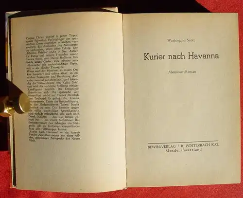 (1042519) Washington Scott "Kurier nach Havanna". Abenteuer. 254 S., Bewin-Verlag / B. Winterbach, Menden / Sauerland