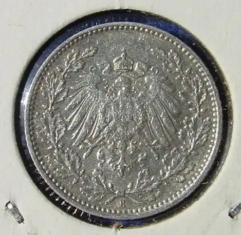 () Deutsches Reich. Silbermuenze. Halbe Reichsmark 1908-E, Jaeger-Nr. 16