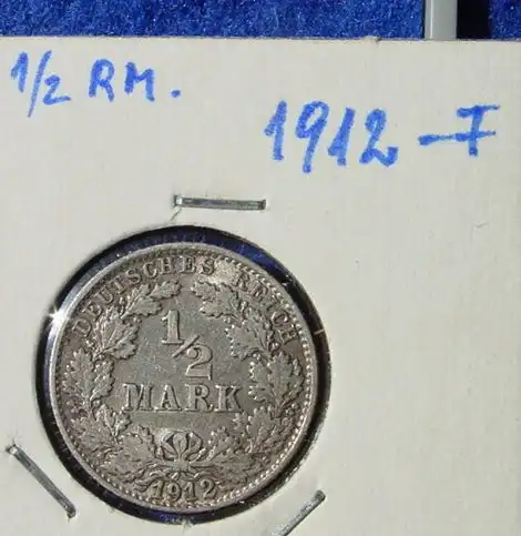 (1042977) Deutsches Reich. Silbermuenze. Halbe Reichsmark 1912-F, Jaeger-Nr. 16