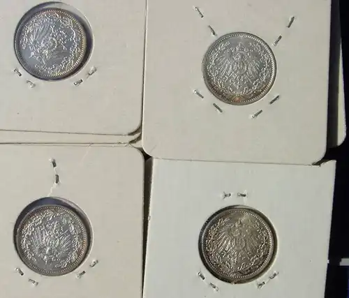 () Deutsches Reich. 11 Silbermuenzen. Halbe Reichsmark 1915-A (sehr gut erhalten !), Jaeger-Nr. 16