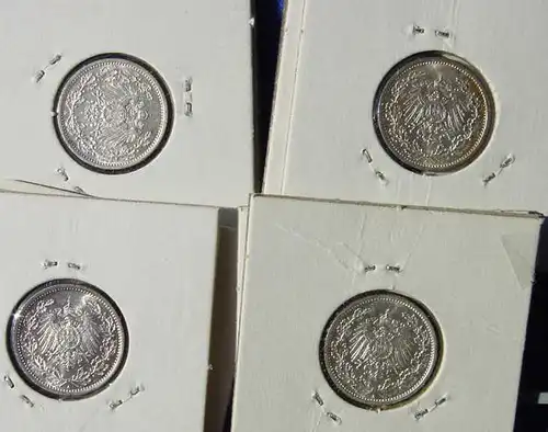 () Deutsches Reich. 9 Silbermuenzen. Halbe Reichsmark 1915-A (sehr gut erhalten !), Jaeger-Nr. 16