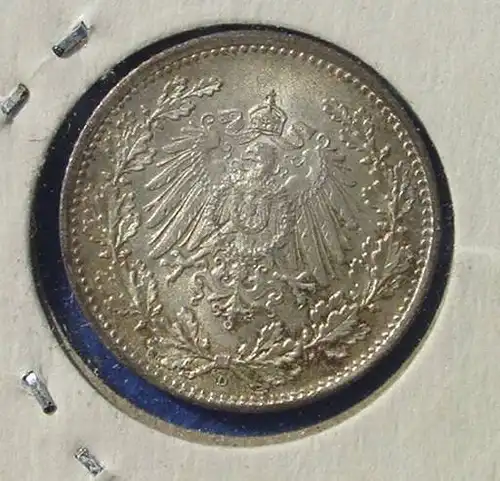 () Deutsches Reich. Silbermuenze. Halbe Reichsmark 1917-D (sehr guter Zustand !), Jaeger-Nr. 16