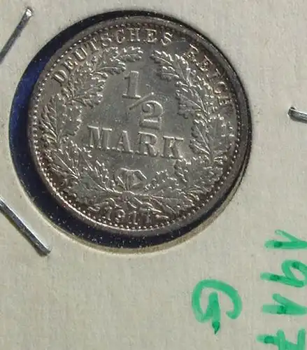 () Deutsches Reich. Silbermuenze. Halbe Reichsmark 1917-G (sehr guter Zustand !), Jaeger-Nr. 16