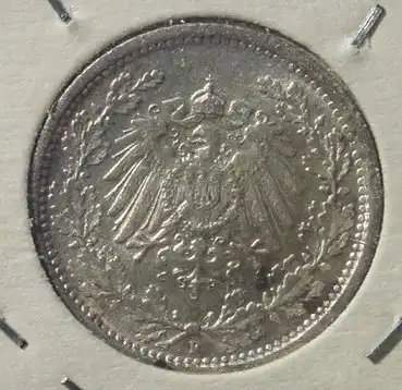 () Deutsches Reich. Silbermuenze. Halbe Reichsmark 1918-F (Variante !), Jaeger-Nr. 16