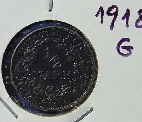 (1043042) Deutsches Reich. Silbermuenze. Halbe Reichsmark 1918-G, geschwaerzt ! TOP Zustand. Jaeger-Nr. 16