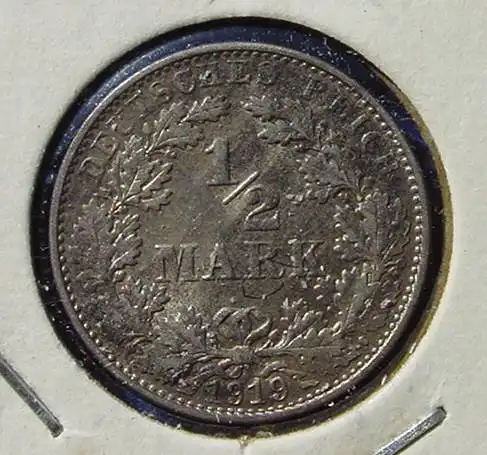(1043048) Deutsches Reich. Silbermuenze. Halbe Reichsmark 1919-E, guter Zustand, Jaeger-Nr. 16