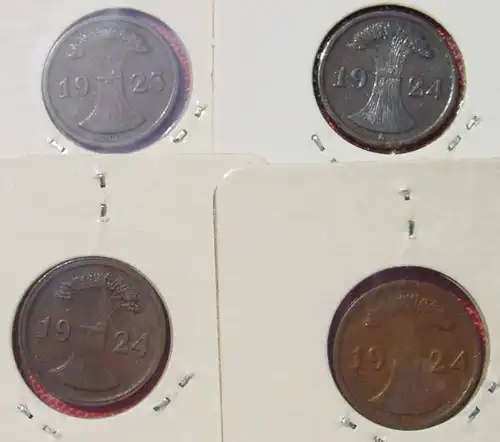 () 4 x Deutsches Reich. 2 Rentenpfennig 1923-1924. Weimarer Republik. J.307