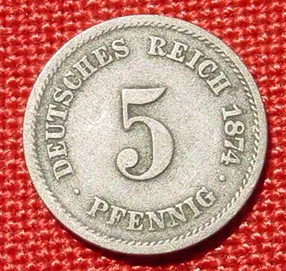 () Deutsches Reich 5 Pfennig 1874-C. Kaiserreich. J.3