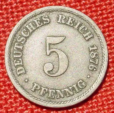 () Deutsches Reich 5 Pfennig 1876-B. Kaiserreich. J.3