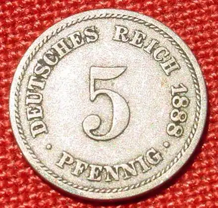 (1044024) Deutsches Reich 5 Pfennig 1888-A. Kaiserreich. J.3