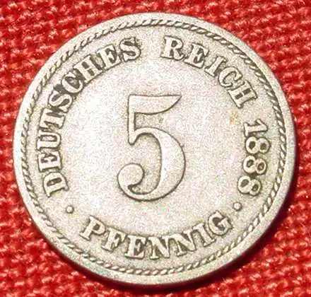 () Deutsches Reich 5 Pfennig 1888-A. Kaiserreich. J.3