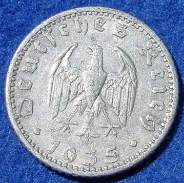 (1044038) Deutsches Reich. 50 Reichspfennig 1935-F. Drittes Reich. J.368