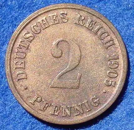 () Deutsches Reich. 2 Reichspfennig 1905-G. Kaiserreich. J.11