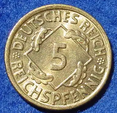 (1044071) Deutsches Reich. 5 Reichspfennig 1936-A. Weimarer Republik. J.316. Sehr guter Zustand, oder ?