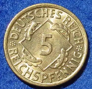 () Deutsches Reich. 5 Reichspfennig 1936-A. Weimarer Republik. J.316. Sehr guter Zustand, oder ?