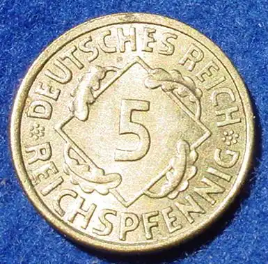 (1044072) Deutsches Reich. 5 Reichspfennig 1936-A. Weimarer Republik. J.316. Sehr guter Zustand, oder ?