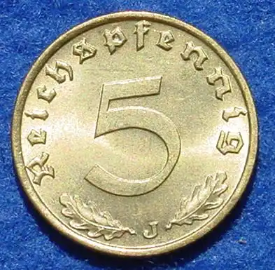 () Deutsches Reich. 5 Reichspfennig 1939-J. Drittes Reich. J.363. TOP Zustand