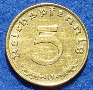 (1044082) Deutsches Reich. 5 Reichspfennig 1939-J. Drittes Reich. J.363. Sehr gut erhalten, oder ?