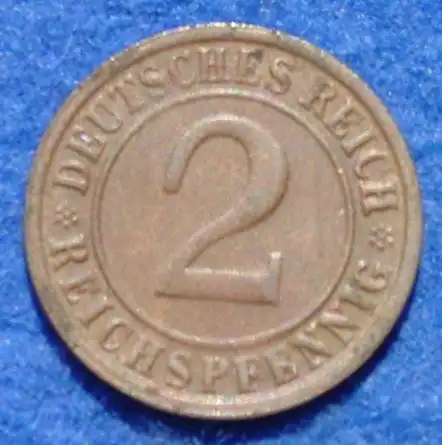 () Deutsches Reich. 2 Reichspfennig 1925-G. Weimarer Republik. J.314