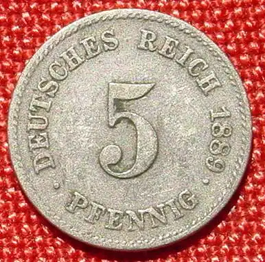 (1044096) Deutsches Reich. 5 Pfennig 1889-F. Kaiserreich. J.3, noch recht gut erhalten, oder ?