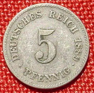 () Deutsches Reich. 5 Pfennig 1889-F. Kaiserreich. J.3, noch recht gut erhalten, oder ?