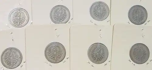 (1044099) 8 x Deutsches Reich. 5 Reichspfennig 1876-B-C-D-E-F-G-H-J. Kaiserreich. J.3