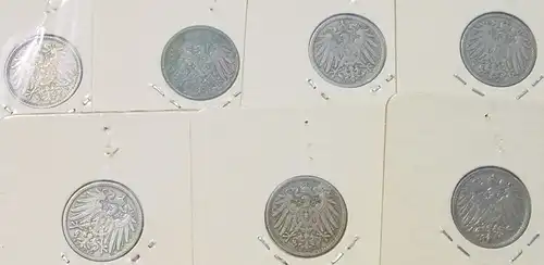 (1044103) 7 x Deutsches Reich. 5 Reichspfennig 1892-1909. Kaiserreich. J.12