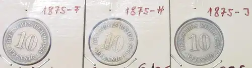 () 5 x Deutsches Reich. 10 Pfennig 1875-B-C-F-H-J. Kaiserreich. J.4