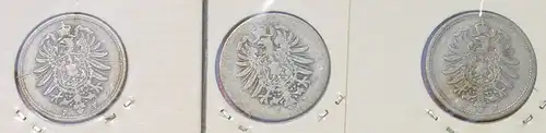 (1044109) 5 x Deutsches Reich. 10 Pfennig 1875-B-C-F-H-J. Kaiserreich. J.4
