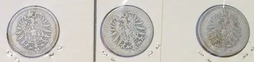 () 5 x Deutsches Reich. 10 Pfennig 1875-B-C-F-H-J. Kaiserreich. J.4