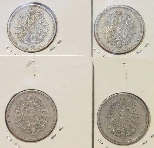 () 5 x Deutsches Reich. 10 Pfennig 1876-A-B-C-D-E-F-G-J. Kaiserreich. J.4