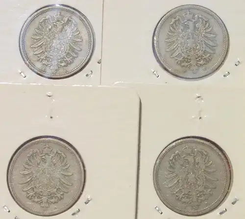 (1044110) 5 x Deutsches Reich. 10 Pfennig 1876-A-B-C-D-E-F-G-J. Kaiserreich. J.4