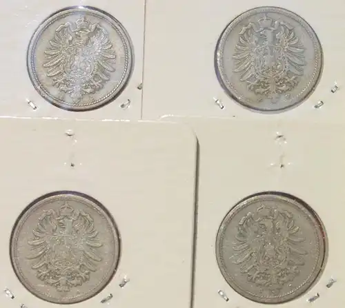 () 5 x Deutsches Reich. 10 Pfennig 1876-A-B-C-D-E-F-G-J. Kaiserreich. J.4