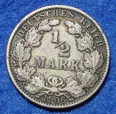 (1044149) Deutsches Reich. Silbermuenze. Halbe Reichsmark 1906-J, Jaeger-Nr. 16