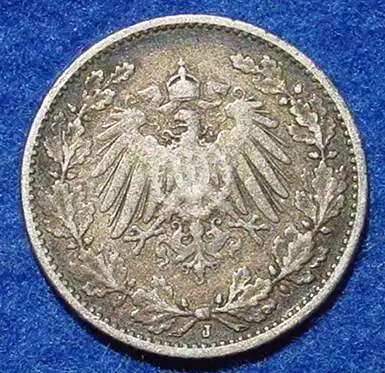 () Deutsches Reich. Silbermuenze. Halbe Reichsmark 1906-J, Jaeger-Nr. 16