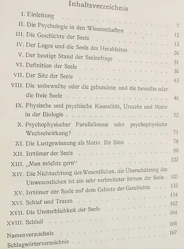 () "Die Seele". Prof. August Bier. 172 S., 1939 Lehmann, Berlin # Psychologie # Traum