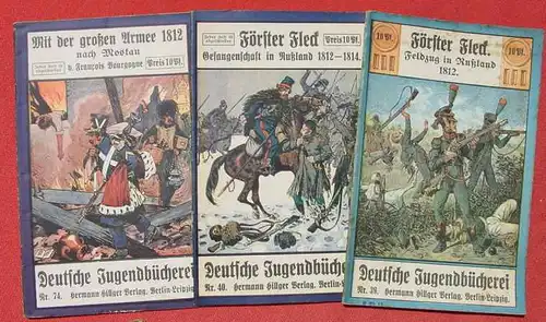 (1045158) Sieben sehr alte Hefte "Militaria". Reihe "Deutsche Jugendbuecherei" Hillger-Verlag, Berlin-Leipzig