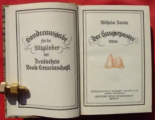 () Raabe "Der Hungerpastor" 480 S., Halbleder. Verlag Klemm, Berlin 1930-er Jahre