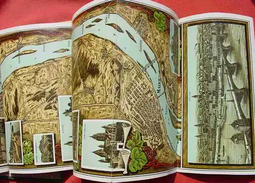 (1013508) "Rhein-Panorama von Mainz bis Coeln". Leporello 2,60 Meter ! Kunstdruck um 1900 ?