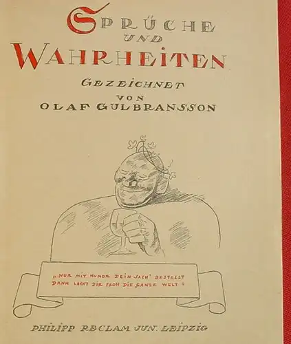 () Gulbransson "Sprueche und Wahrheiten" Humor. Bamm. Reclam Jun. Leipzig 1939