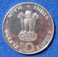 (1039454) Indien Silbermuenze 10 Rupien 1970 ! Watch the conditions !! Please