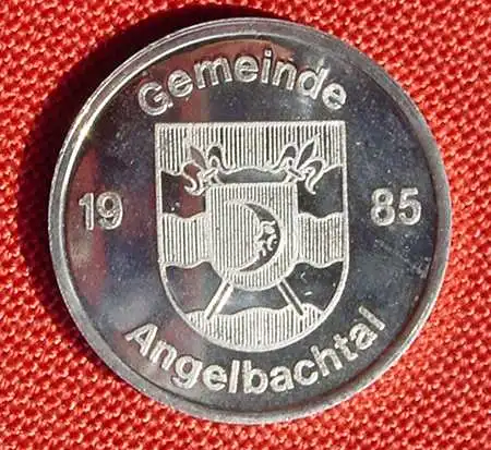 () Heimatbeleg, Angelbachtal 1985, Medaille 30 mm, 8,2 g, Silber ? (nicht magnetisch), siehe bitte Bilder