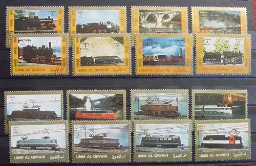 (1046368) Umm-Al-Qiwain. Diverse Briefmarken Motiv Eisenbahn, Lokomotive, siehe bitte Bild